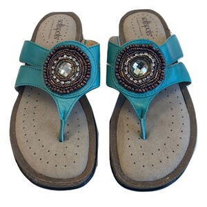Softspots Teal Blinged Sandals